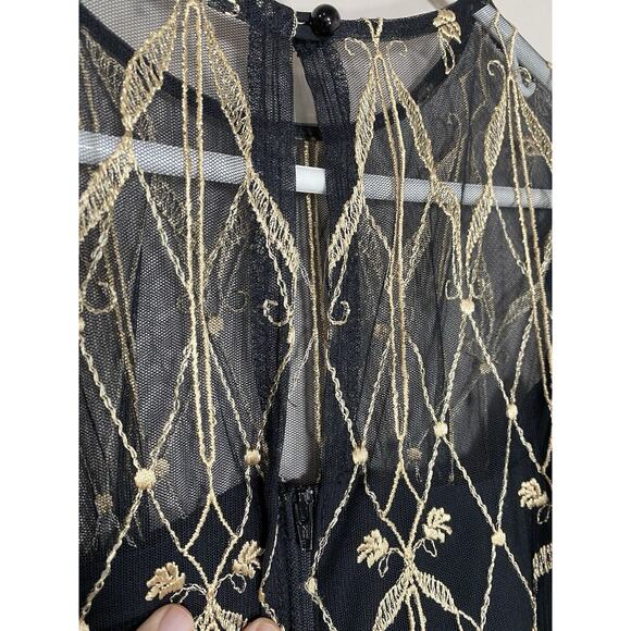 Cachet by Bari Protas Vintage Dress Women's Size 6 Embroidery Asymmetrical Sheer - Picture 7 of 11